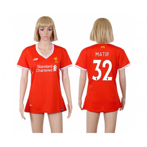 Women's Liverpool #32 Matip Red Home Soccer Club Jersey - Click Image to Close